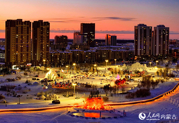 2024年12月20日拍攝的呼倫貝爾市城市越野滑雪公園景色（無人機照片）。王正攝