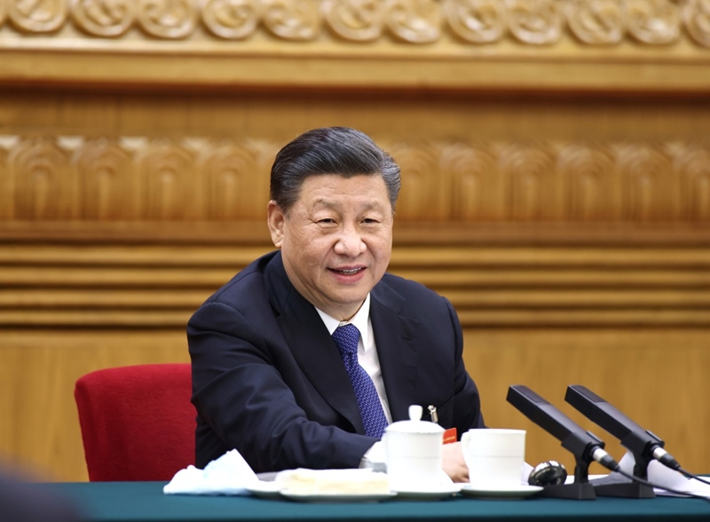 2021年3月5日，習(xí)近平總書記參加十三屆全國人大四次會議內(nèi)蒙古代表團(tuán)的審議。