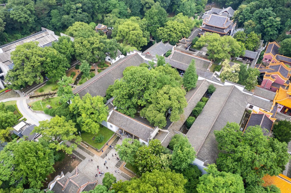 這是2023年6月8日在長沙市岳麓區(qū)拍攝的岳麓書院（無人機照片）。新華社記者 陳思汗 攝