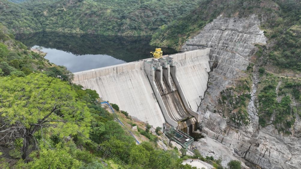 3月23日，航拍的下凱富峽水電站大壩。