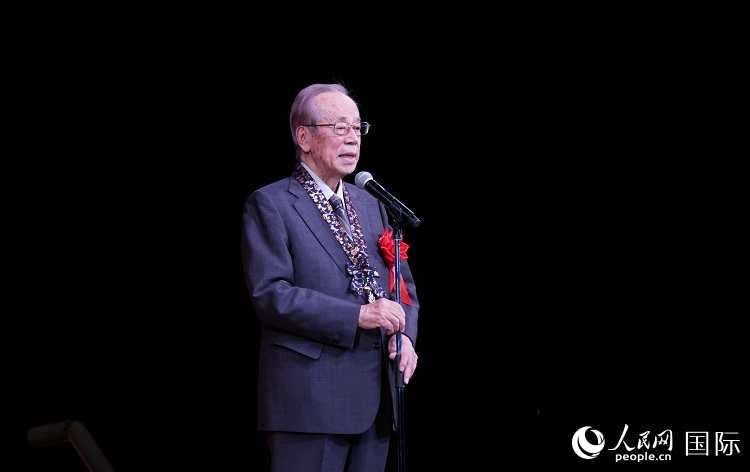 日本前首相福田康夫發(fā)表致辭。人民網(wǎng) 蔣曉辰攝