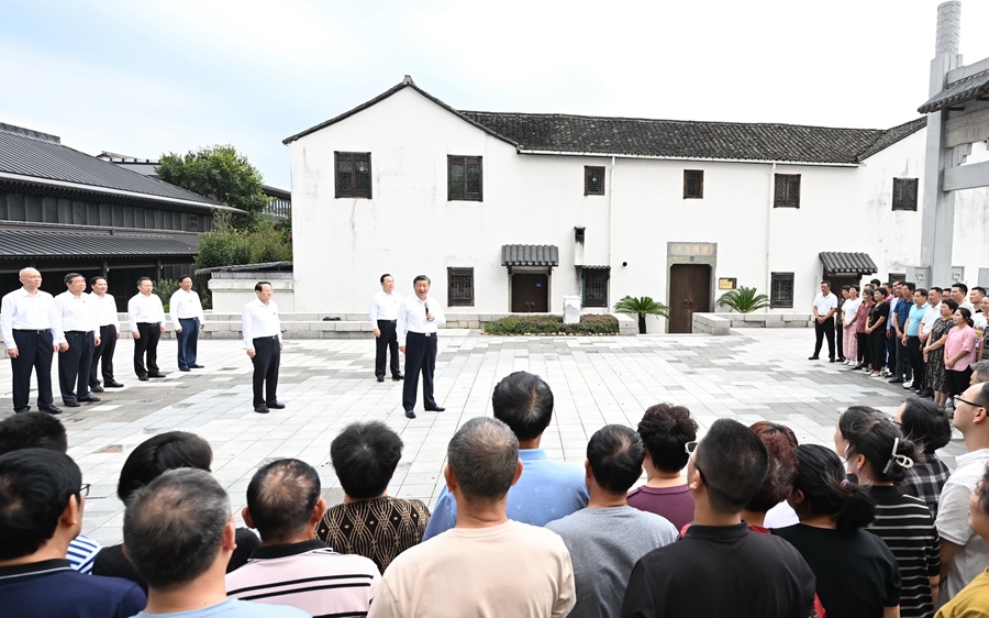9月20日下午，習(xí)近平總書記在楓橋經(jīng)驗(yàn)陳列館考察。新華社記者 燕雁 攝
