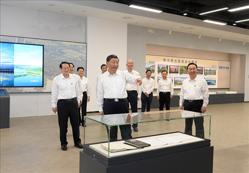 △9月20日，習近平總書記在浙江紹興市浙東運河文化園考察。