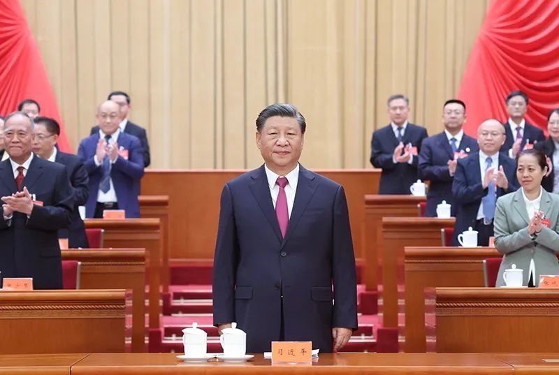 △2023年10月9日，中國工會第十八次全國代表大會在北京人民大會堂開幕。習近平總書記到會祝賀。