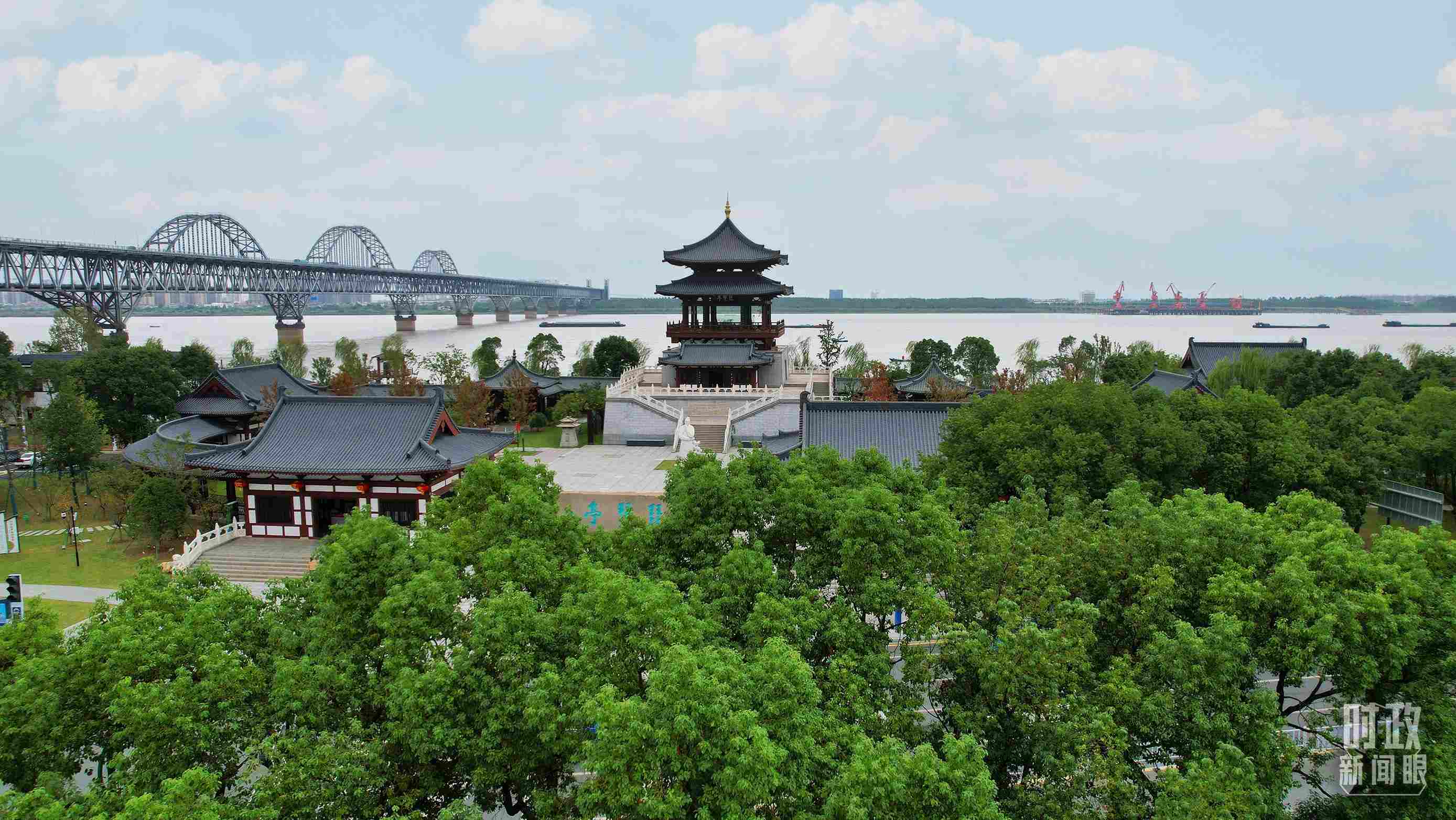 △長(zhǎng)江國(guó)家文化公園九江城區(qū)段。（總臺(tái)記者劉陽(yáng)拍攝）