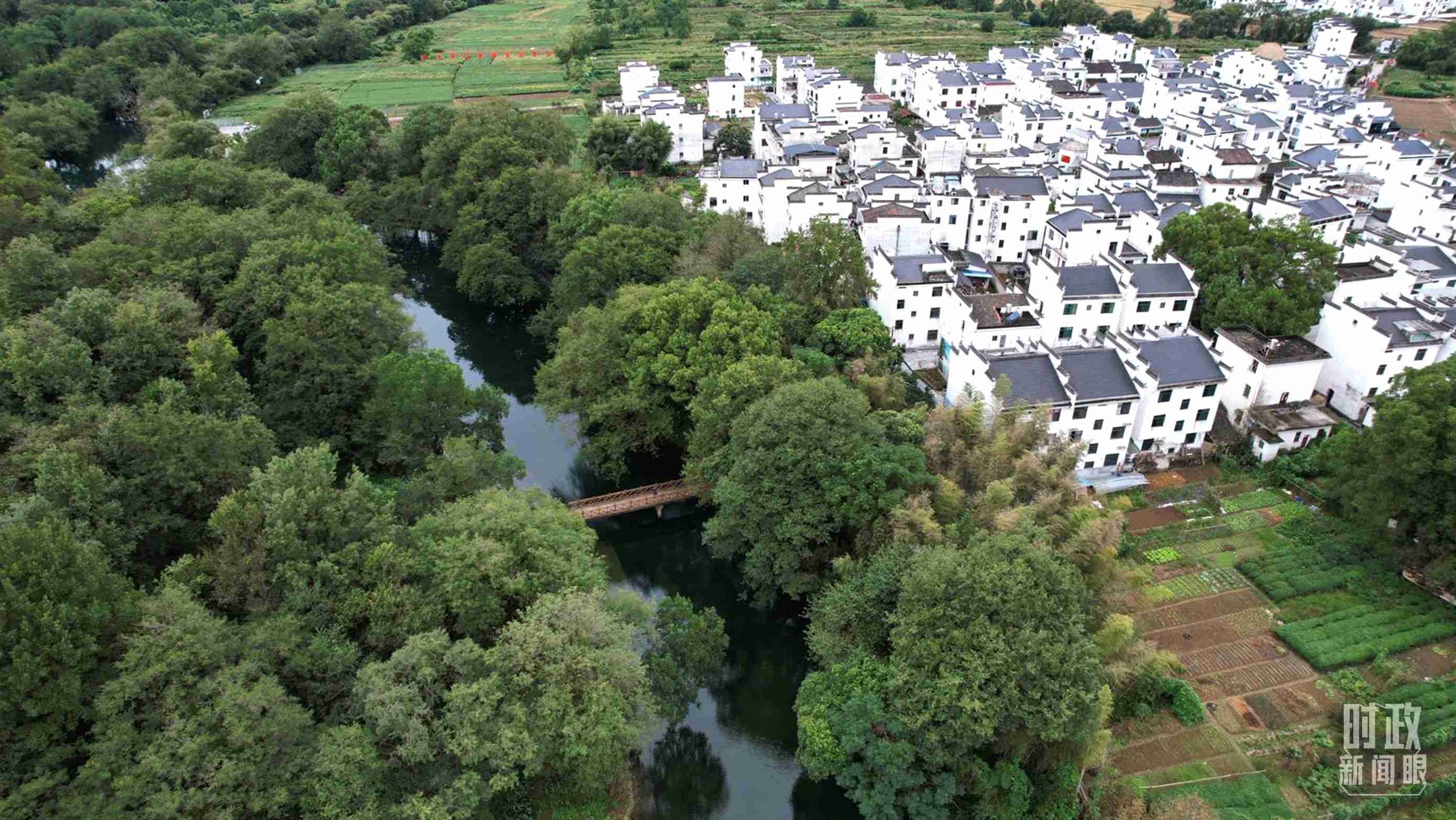 △位于饒河源國家濕地公園中心地帶的石門村。（總臺央視記者范凱拍攝）