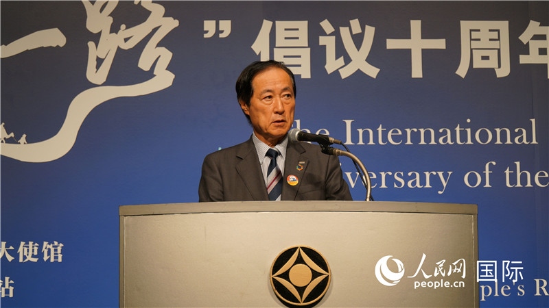日本經(jīng)團聯(lián)副會長佐藤康博發(fā)言。人民網(wǎng) 蔣曉辰攝