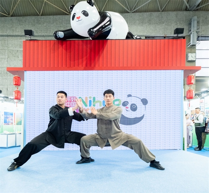 日本國際旅游博覽會期間中國展館的太極拳表演。圖片由中國駐東京旅游辦事處提供