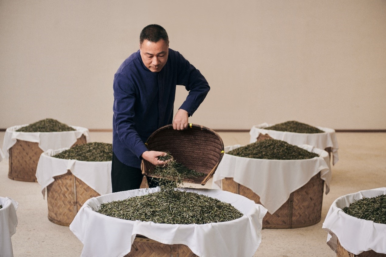 福鼎白茶制作技藝的省級代表性傳承人林振傳在制茶。受訪者供圖