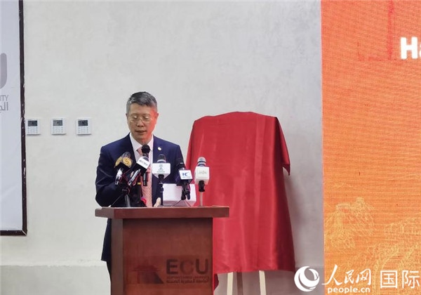 中國石化非洲代表處總代表衛(wèi)東致辭。人民網(wǎng)記者 沈小曉攝
