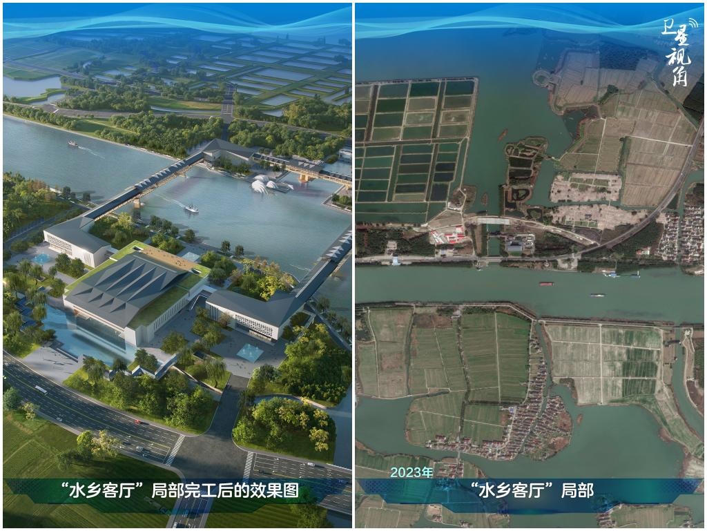 橫跨江浙滬的長三角生態(tài)綠色一體化發(fā)展示范區(qū)內(nèi)，三地合力打造的“水鄉(xiāng)客廳”正在建設(shè)。