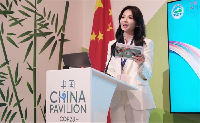 中國知名演員劉濤發(fā)表主旨演講。COP28中國角供圖