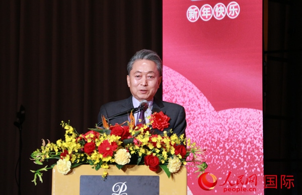 日本前首相鳩山由紀夫致辭。人民網(wǎng) 許可攝