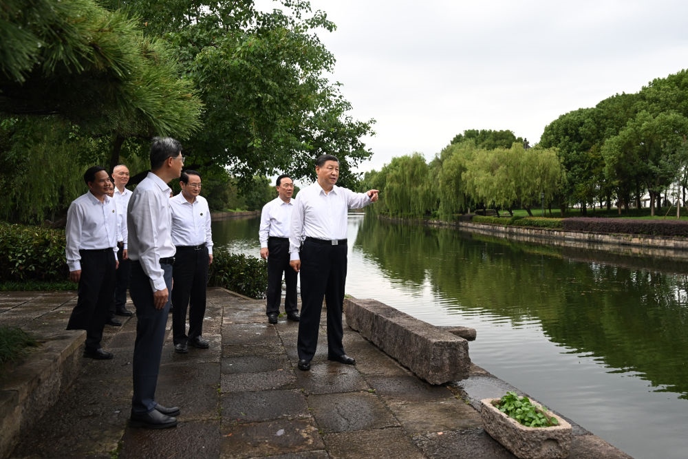 2023年9月20日下午，習(xí)近平在浙江省紹興市浙東運(yùn)河文化園考察。新華社記者 謝環(huán)馳 攝