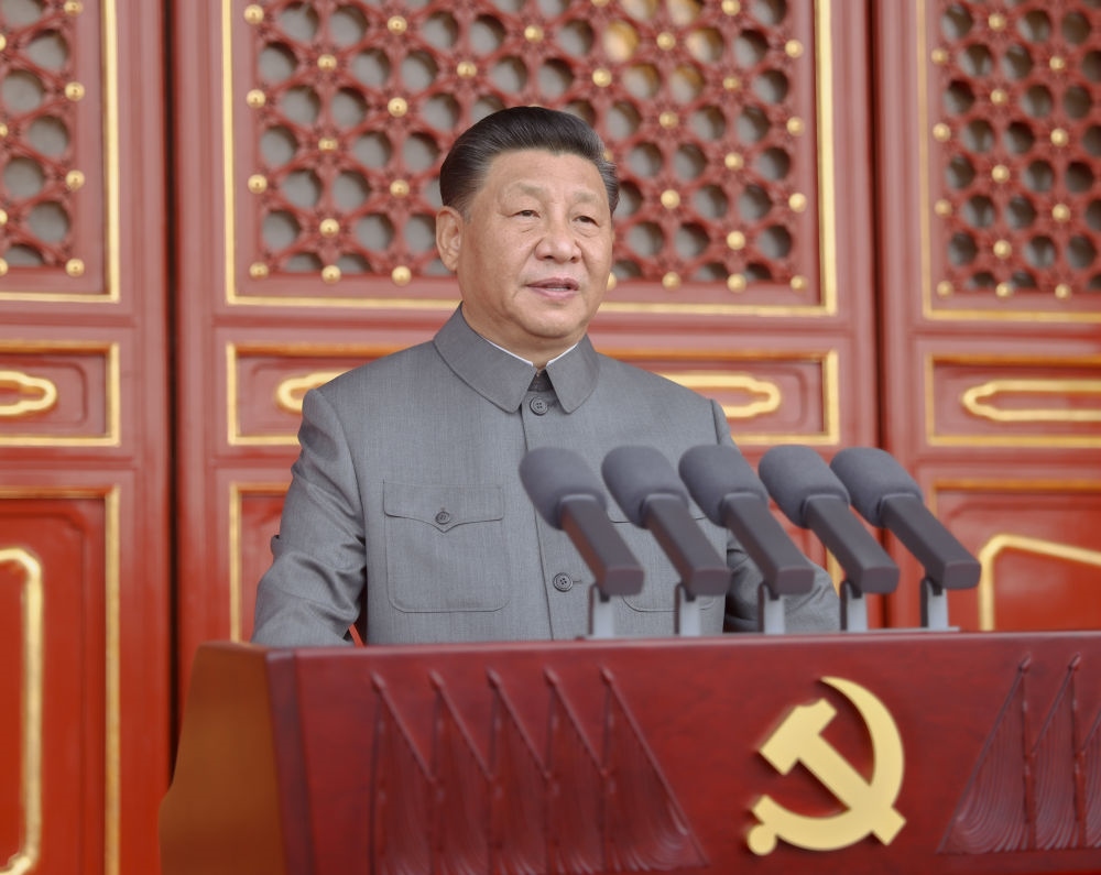 2021年7月1日，慶祝中國共產(chǎn)黨成立100周年大會在北京天安門廣場隆重舉行。習(xí)近平發(fā)表重要講話。新華社記者 鞠鵬 攝