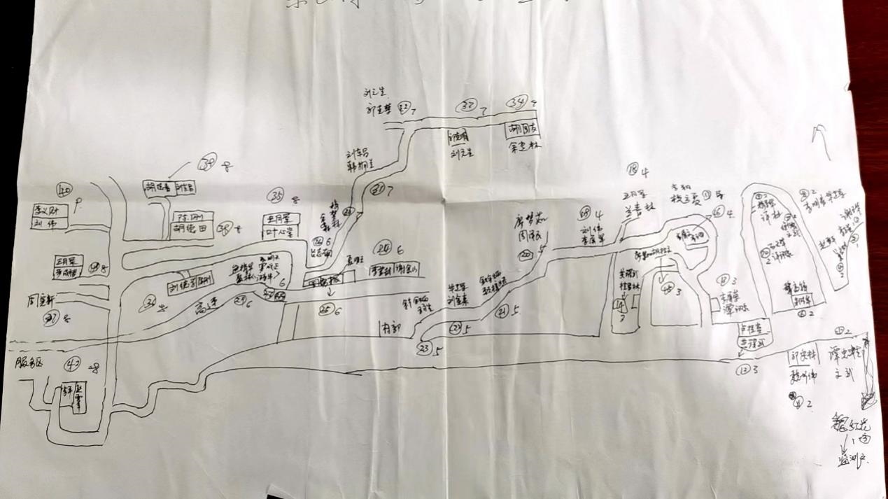 姚國生的手繪地圖上，密密麻麻地記錄著脫貧戶人員信息。人民網(wǎng)記者 邱燁攝。