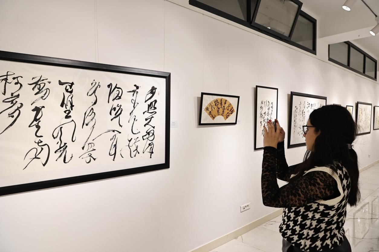 觀眾參觀書法展。拉巴特中國文化中心供圖
