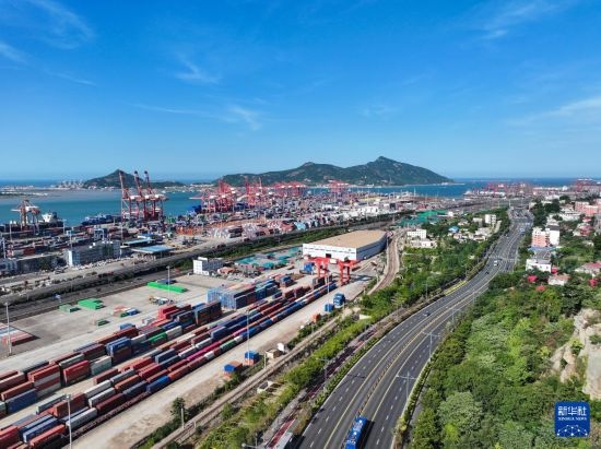這是6月26日拍攝的中哈連云港物流合作基地（無人機照片）。新華社記者 季春鵬 攝