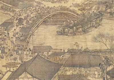 中國畫《清明上河圖》（局部），作者為北宋張擇端。 故宮博物院藏