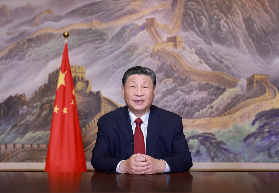 新年前夕，國家主席習(xí)近平發(fā)表二〇二五年新年賀詞。新華社記者 鞠鵬 攝