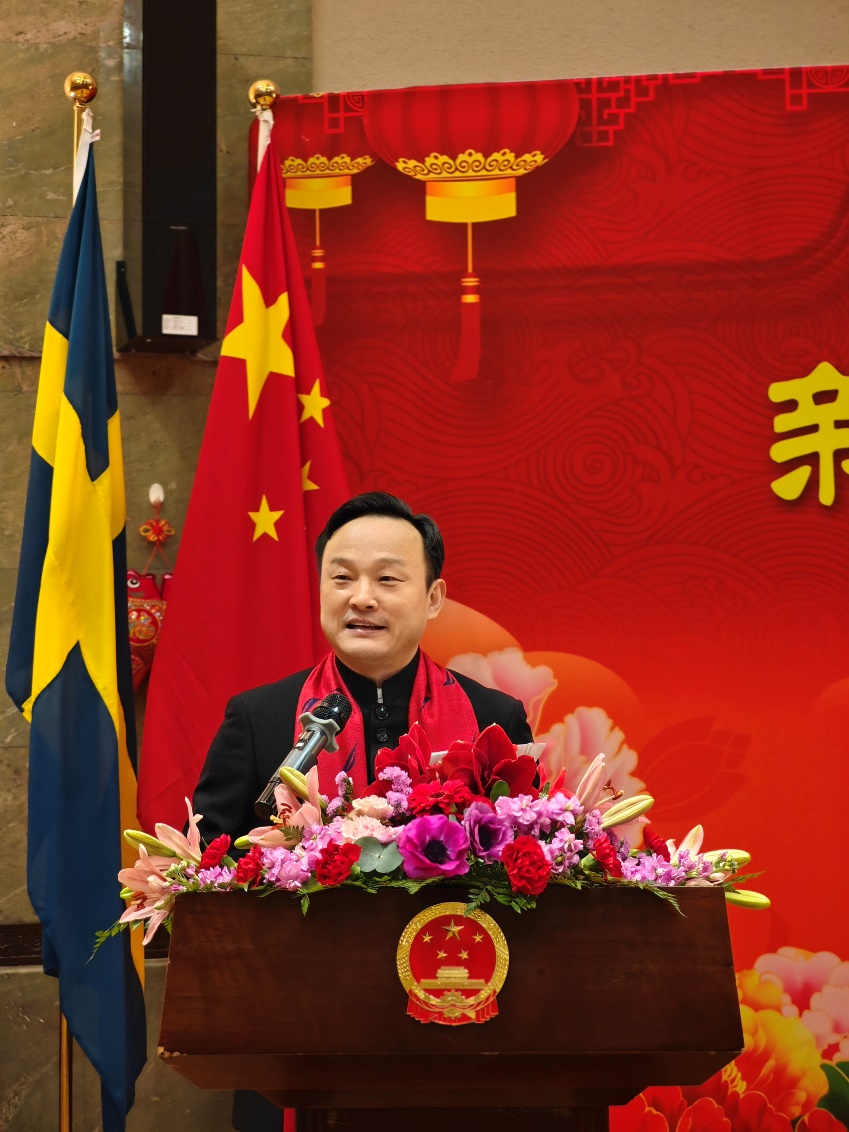中國駐哥德堡總領(lǐng)事楊培棟致辭。中國駐哥德堡總領(lǐng)館供圖