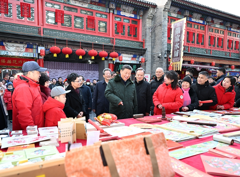 2024年2月1日，習(xí)近平總書記在天津古文化街考察。