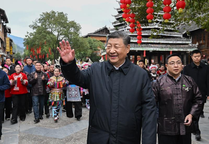 △2025年3月17日，習(xí)近平總書記在貴州黎平縣肇興侗寨考察。